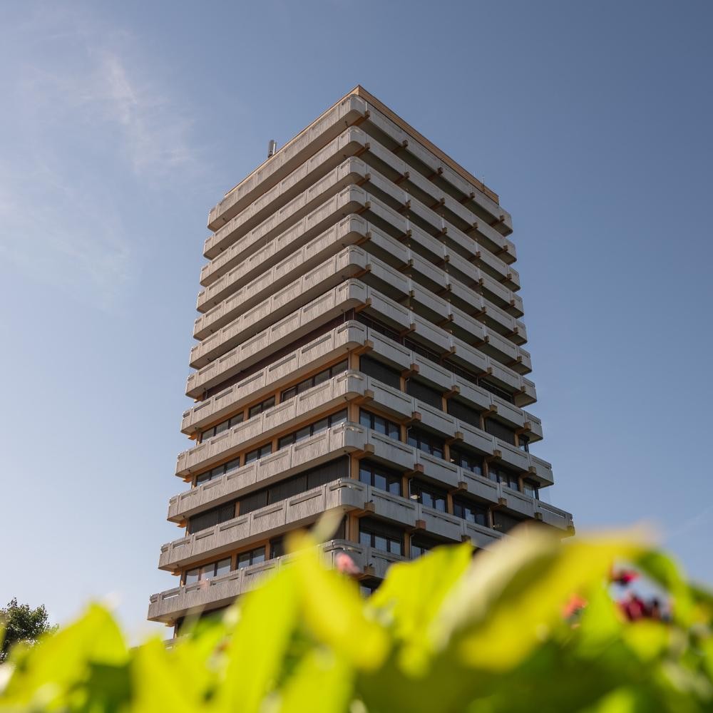 Blick auf das Jagstbrückenhochhaus